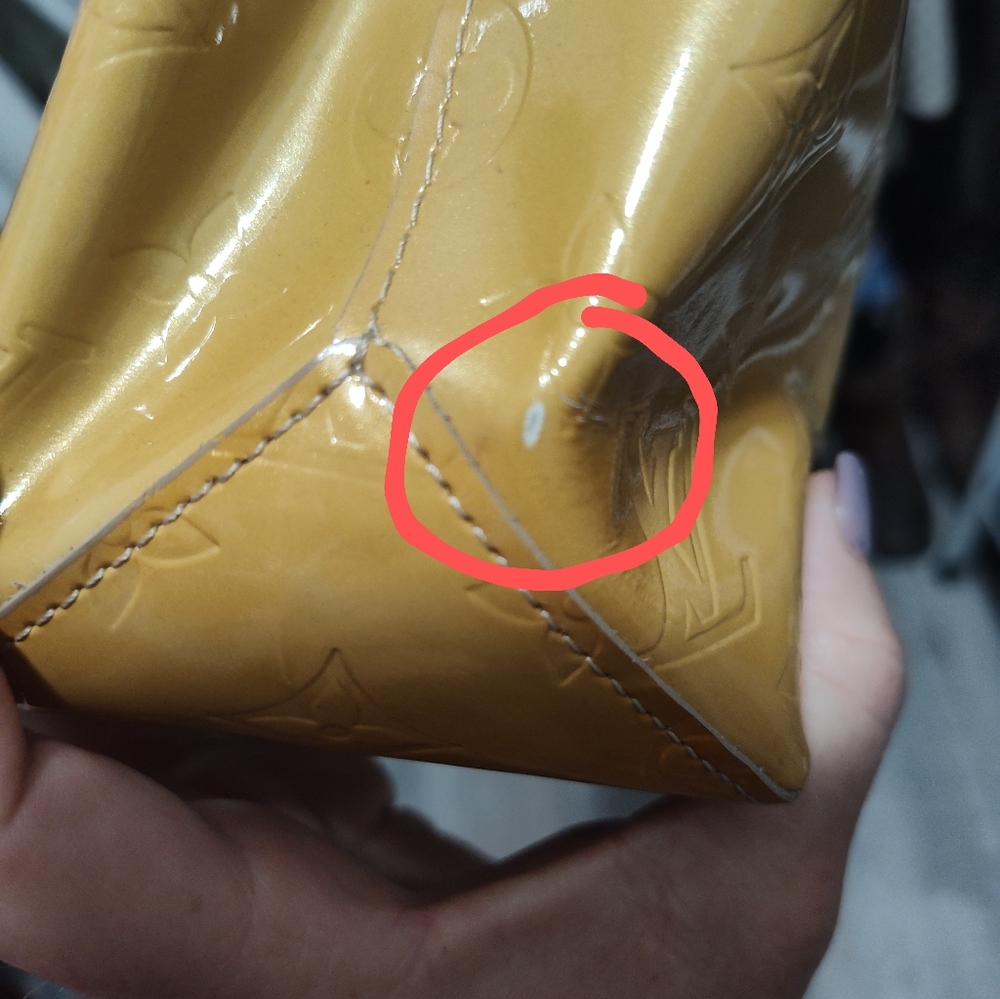 Louis Vuitton Yellow Patent Monogram Tote with Tan Handles - Picture 4 of 6